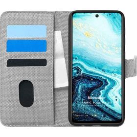 Microsonic General Mobile GM 21 Pro Fabric Book Wallet Gri Cep Telefon Kılıfı