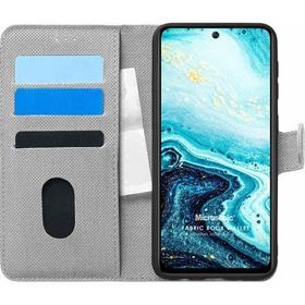 Microsonic General Mobile GM 21 Pro Fabric Book Wallet Gri Cep Telefon Kılıfı