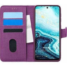 Microsonic General Mobile GM 21 Pro Fabric Book Wallet Mor Cep Telefon Kılıfı