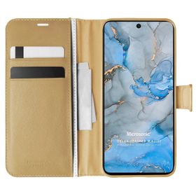 Microsonic General Mobile GM 22 Plus Delux Leather Wallet Gold Cep Telefon Kılıfı