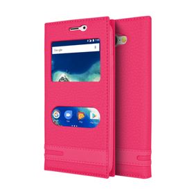 Microsonic General Mobile GM6 Dual View Gizli Mıknatıslı Pembe Kılıf