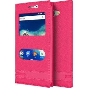 Microsonic General Mobile GM6 Dual View Gizli Mıknatıslı Pembe Kılıf