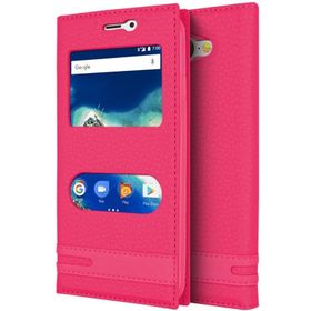 Microsonic General Mobile GM6 Dual View Gizli Mıknatıslı Pembe Kılıf