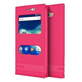 Microsonic General Mobile GM6 Dual View Gizli Mıknatıslı Pembe Kılıf