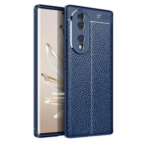 Microsonic Honor 70 Deri Dokulu Silikon Lacivert Cep Telefon Kılıfı