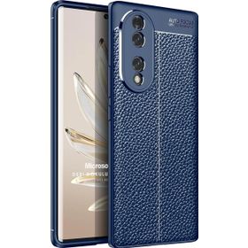 Microsonic Honor 70 Deri Dokulu Silikon Lacivert Cep Telefon Kılıfı