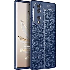 Microsonic Honor 70 Deri Dokulu Silikon Lacivert Cep Telefon Kılıfı
