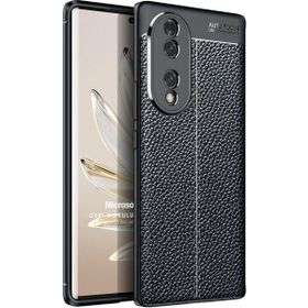Microsonic Honor 70 Deri Dokulu Silikon Siyah Cep Telefon Kılıfı
