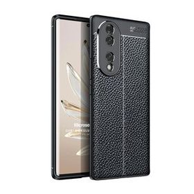 Microsonic Honor 70 Deri Dokulu Silikon Siyah Cep Telefon Kılıfı