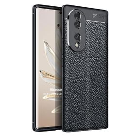 Microsonic Honor 70 Deri Dokulu Silikon Siyah Cep Telefon Kılıfı