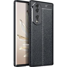 Microsonic Honor 70 Deri Dokulu Silikon Siyah Cep Telefon Kılıfı