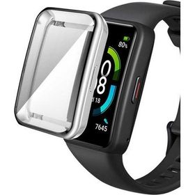 Microsonic Huawei Band 7 Kılıf 360 Full Round Soft Silicone Gümüş Kardon