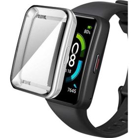 Microsonic Huawei Band 7 Kılıf 360 Full Round Soft Silicone Gümüş Kardon