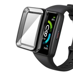 Microsonic Huawei Band 7 Kılıf 360 Full Round Soft Silicone Siyah Kordon