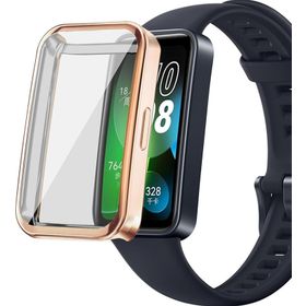Microsonic Huawei Band 8 Kılıf 360 Full Round Soft Silicone Rose Gold Kordon