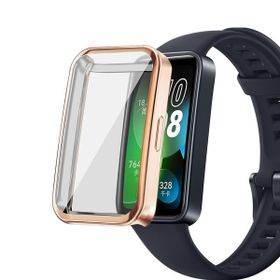 Microsonic Huawei Band 8 Kılıf 360 Full Round Soft Silicone Rose Gold Kordon