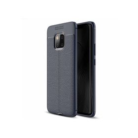 Microsonic Huawei Mate 20 Pro Deri Dokulu Silikon Lacivert Kılıf