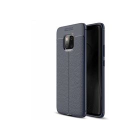 Microsonic Huawei Mate 20 Pro Deri Dokulu Silikon Lacivert Kılıf