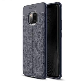 Microsonic Huawei Mate 20 Pro Deri Dokulu Silikon Lacivert Kılıf