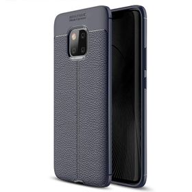 Microsonic Huawei Mate 20 Pro Deri Dokulu Silikon Lacivert Kılıf