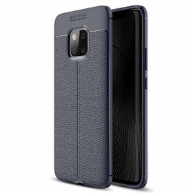 Microsonic Huawei Mate 20 Pro Deri Dokulu Silikon Lacivert Kılıf