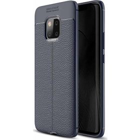 Microsonic Huawei Mate 20 Pro Deri Dokulu Silikon Lacivert Kılıf