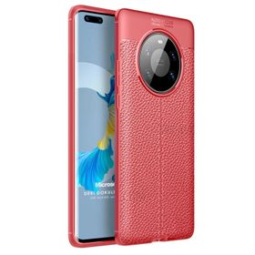 Microsonic Huawei Mate 40 Pro Deri Dokulu Silikon Kırmızı Cep Telefonu Kılıfı