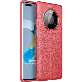 Microsonic Huawei Mate 40 Pro Deri Dokulu Silikon Kırmızı Cep Telefonu Kılıfı