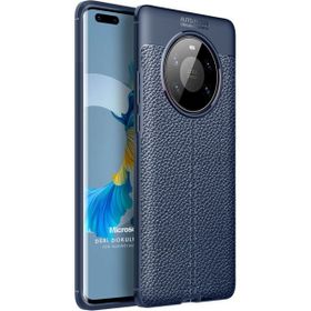 Microsonic Huawei Mate 40 Pro Deri Dokulu Silikon Lacivert Cep Telefonu Kılıfı