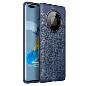 Microsonic Huawei Mate 40 Pro Deri Dokulu Silikon Lacivert Cep Telefonu Kılıfı
