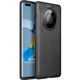 Microsonic Huawei Mate 40 Pro Deri Dokulu Silikon Siyah Kılıf