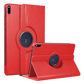 Microsonic Huawei MatePad 10.4 inç 360 Rotating Stand Deri Kırmızı Tablet Kılıfı