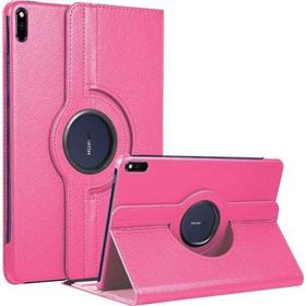 Microsonic Huawei MatePad 10.4 inç 360 Rotating Stand Deri Pembe Tablet Kılıfı