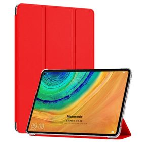 Microsonic Huawei Matepad 10.4 inç Slim Translucent Back Smart Cover Kırmızı Tablet Kılıfı