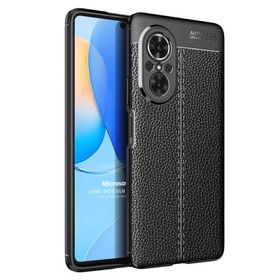 Microsonic Huawei Nova 9 SE Deri Dokulu Silikon Siyah Kılıf