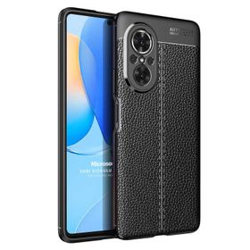 Microsonic Huawei Nova 9 SE Deri Dokulu Silikon Siyah Kılıf