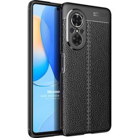 Microsonic Huawei Nova 9 SE Deri Dokulu Silikon Siyah Kılıf