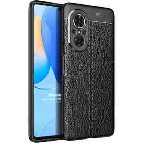 Microsonic Huawei Nova 9 SE Deri Dokulu Silikon Siyah Kılıf