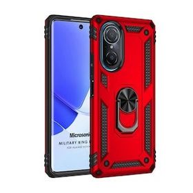 Microsonic Huawei Nova 9 SE Military Ring Holder Kırmızı Cep Telefonu Kılıfı