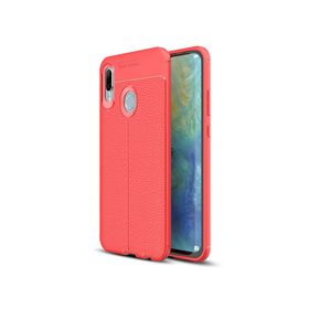 Microsonic Huawei P Smart 2019 Deri Dokulu Silikon Kırmızı Kılıf