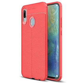 Microsonic Huawei P Smart 2019 Deri Dokulu Silikon Kırmızı Kılıf
