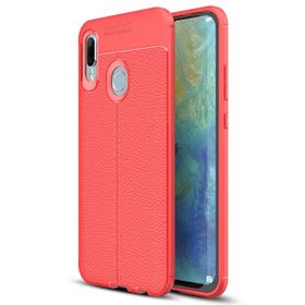 Microsonic Huawei P Smart 2019 Deri Dokulu Silikon Kırmızı Kılıf