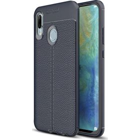 Microsonic Huawei P Smart 2019 Deri Dokulu Silikon Lacivert Kılıf