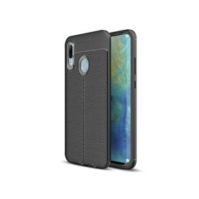 Microsonic Huawei P Smart 2019 Deri Dokulu Silikon Siyah Kılıf