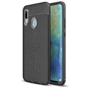 Microsonic Huawei P Smart 2019 Deri Dokulu Silikon Siyah Kılıf