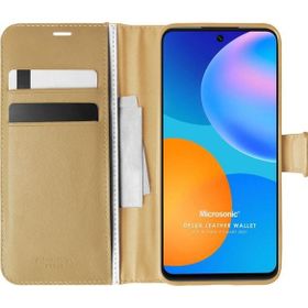 Microsonic Huawei P Smart 2021 Delux Leather Wallet Gold Cep Telefonu Kılıfı