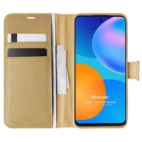 Microsonic Huawei P Smart 2021 Delux Leather Wallet Gold Cep Telefonu Kılıfı