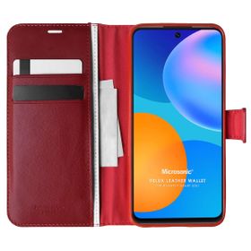 Microsonic Huawei P Smart 2021 Delux Leather Wallet Kırmızı Cep Telefonu Kılıfı