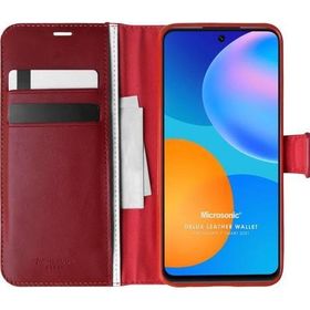 Microsonic Huawei P Smart 2021 Delux Leather Wallet Kırmızı Cep Telefonu Kılıfı