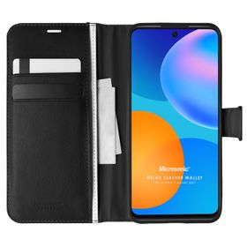 Microsonic Huawei P Smart 2021 Delux Leather Wallet Siyah Cep Telefonu Kılıfı